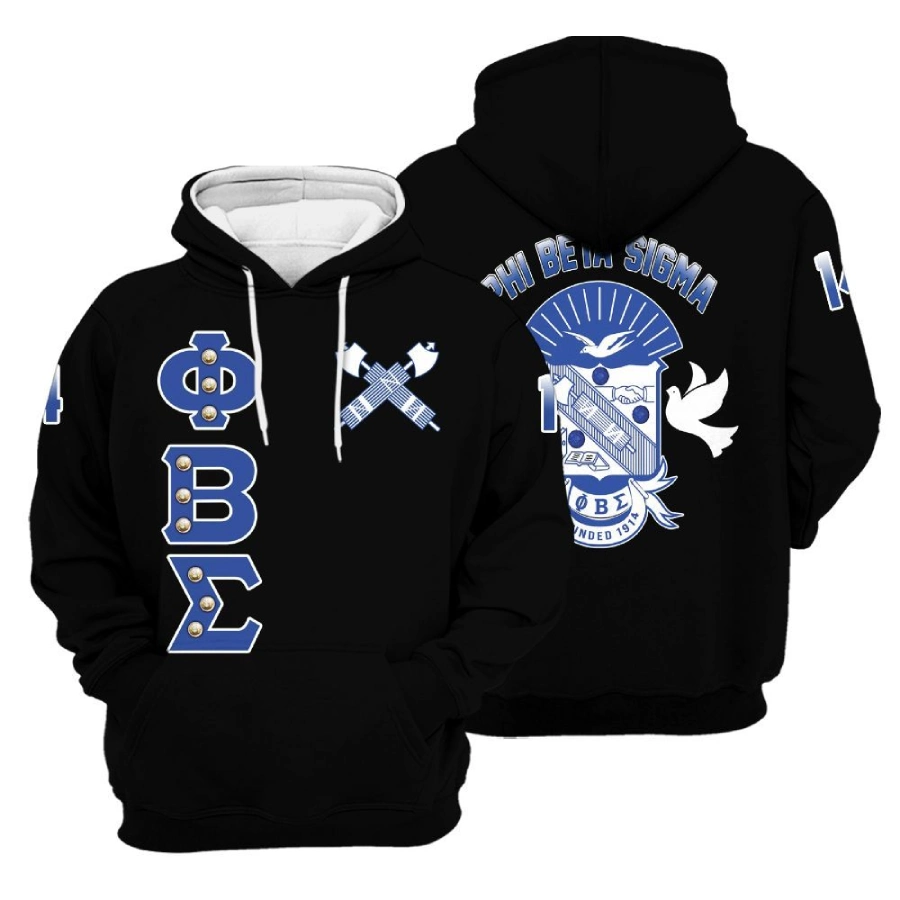Dove ΦΒΣ Black Duo Royal Blue Phi Beta Sigma Hoodie