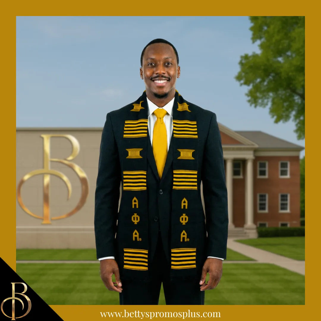 Alpha Phi Alpha kente cloth graduation stole symbolizing heritage and achievement