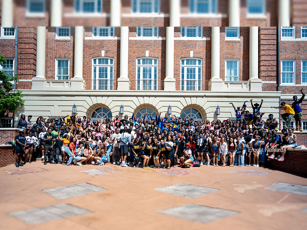 HBCU Greek life group photo on campus