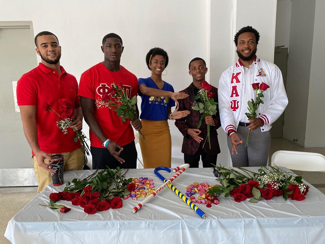 BGLO fraternity brothers in formation at a Black Greek organization event
