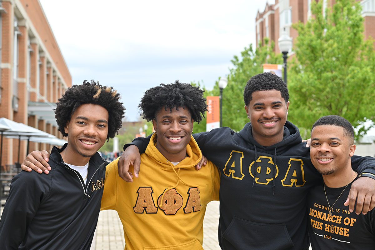 Alpha Phi Alpha fraternity members at a university chapter event