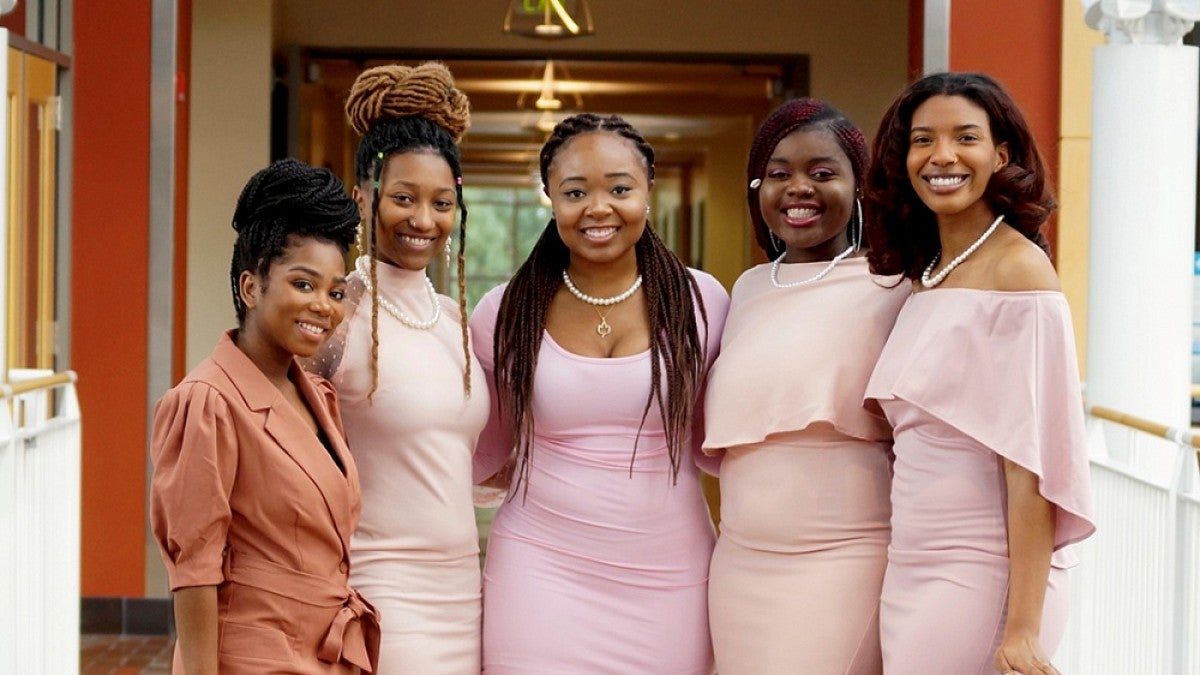 Alpha Kappa Alpha sorority members on campus