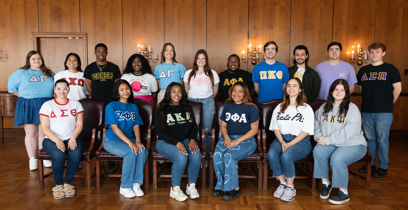 University Greek council members at a campus event