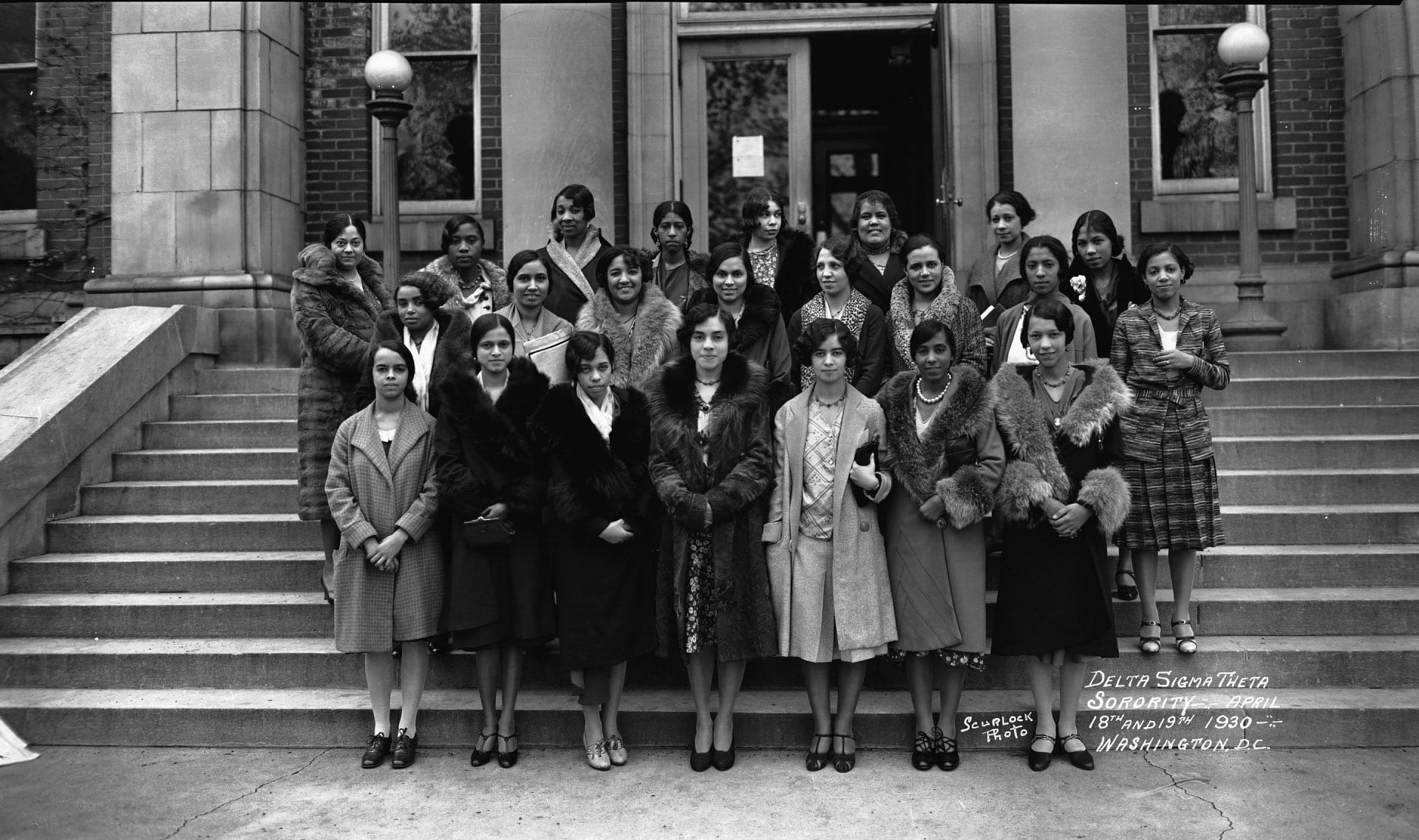 Delta Sigma Theta sorority members at a public event in the 1930s
