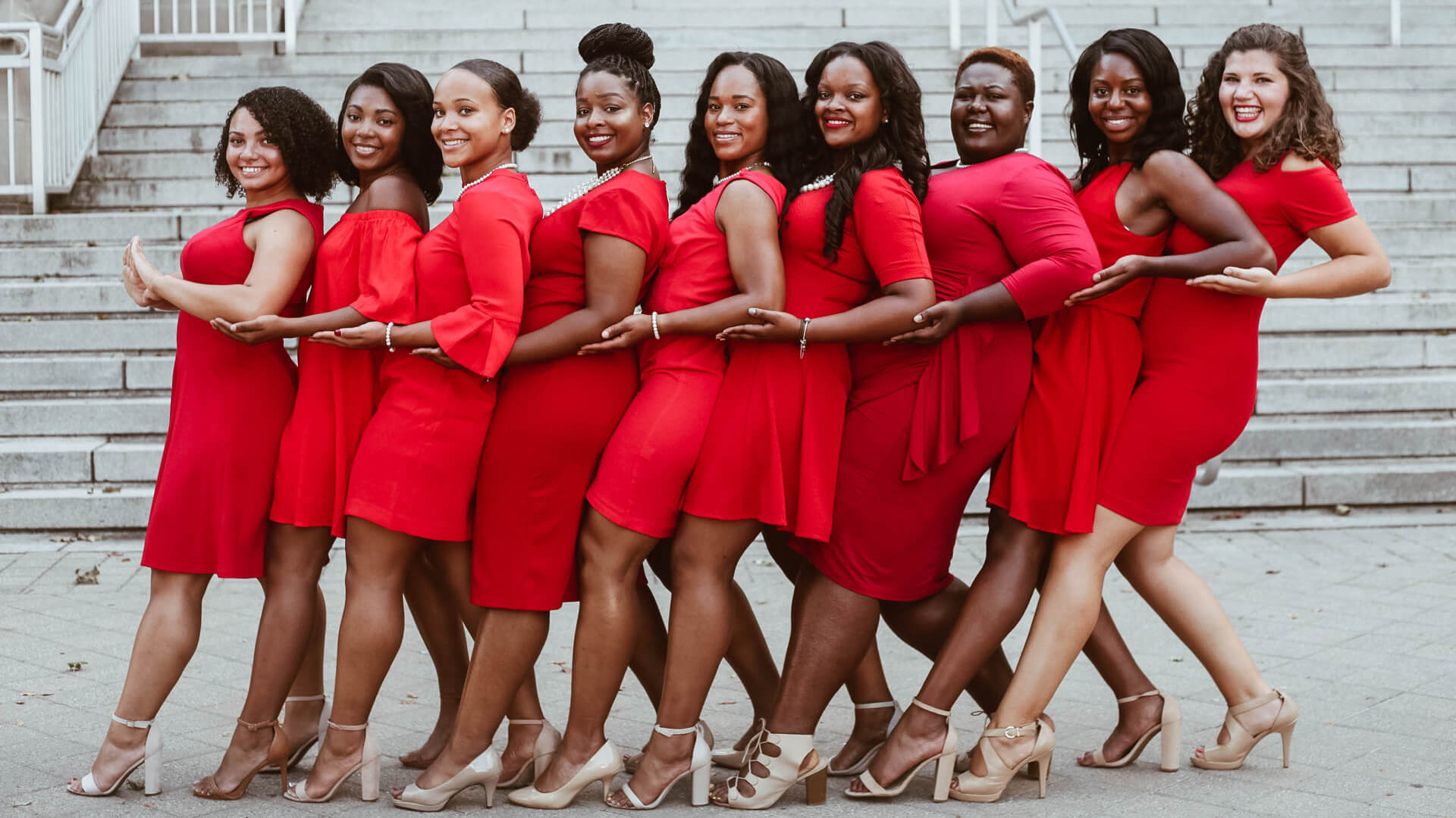 Divine Nine NPHC members gathered on a university campus