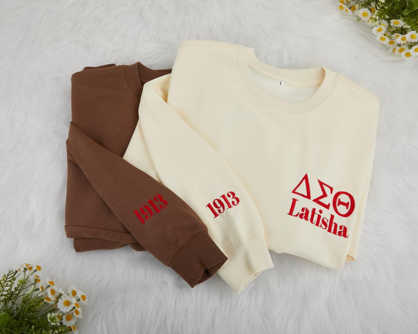Greek letter placement on a jersey or sweatshirt following protocol