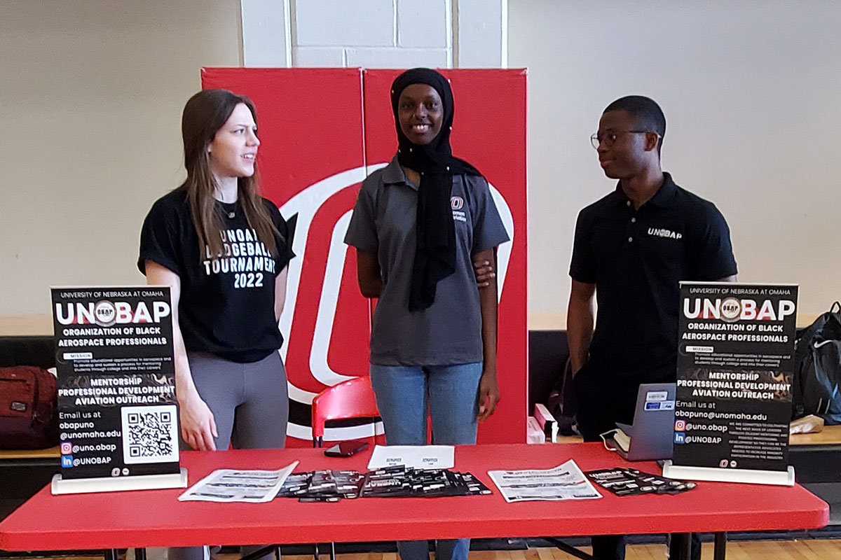 College students networking at a professional event