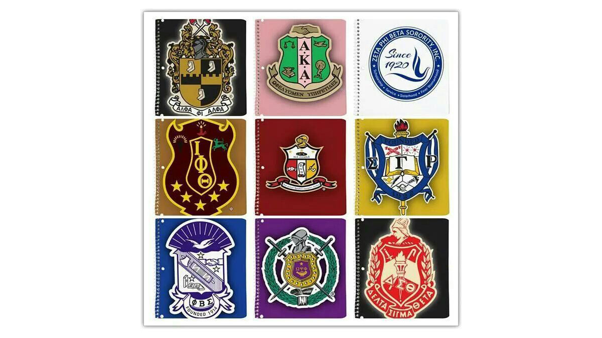 Divine Nine members lined up in colors