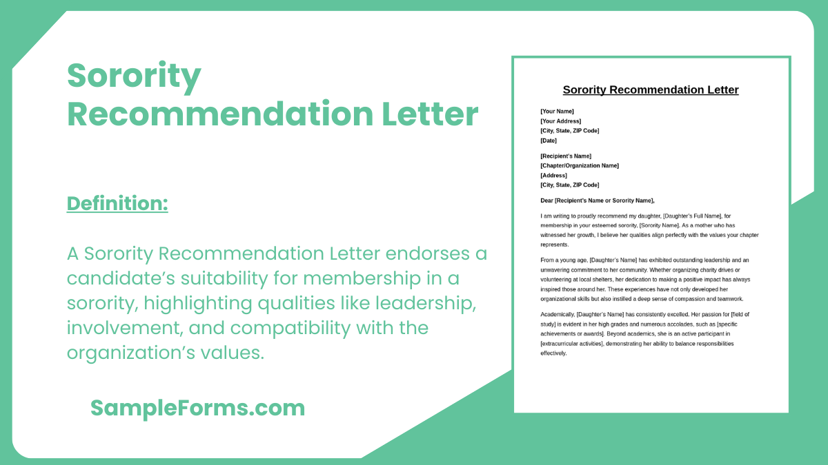 Sorority interest letter template printed on white paper