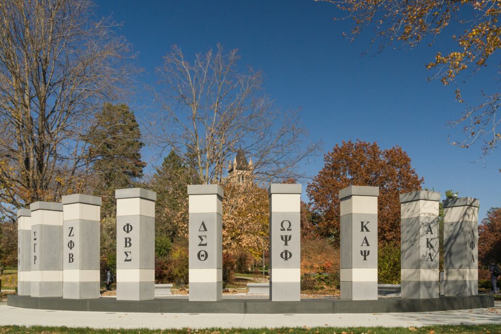 NPHC National Pan-Hellenic Council sculpture on the campus of Iowa State University