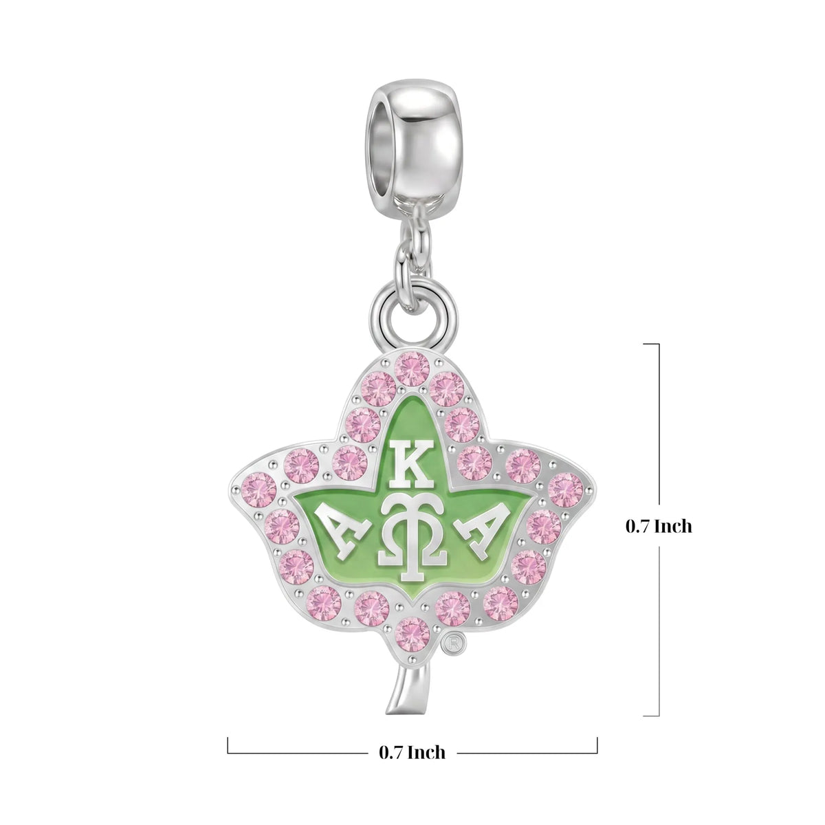 Alpha Kappa Alpha ivy leaf charm gift in salmon pink and apple green