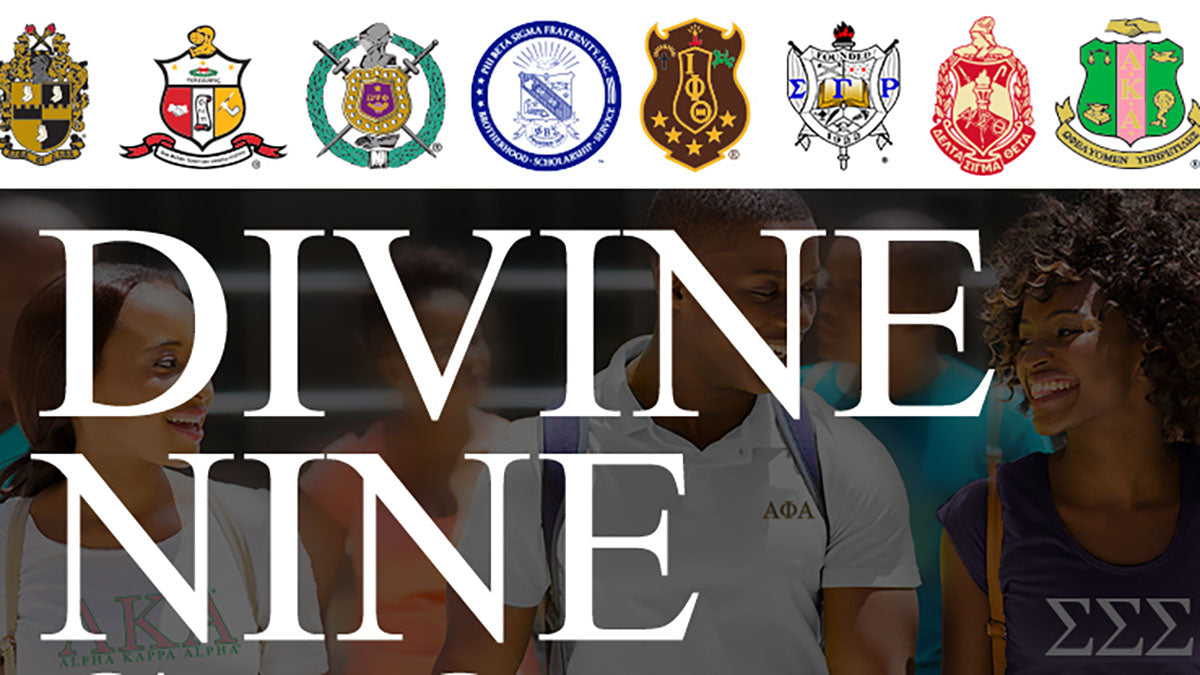 Divine Nine Greek paraphernalia and gifts display for sororities and fraternities