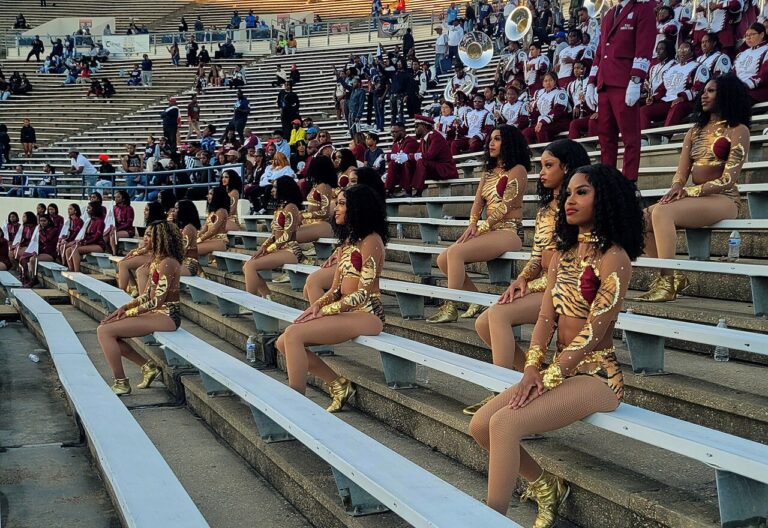 Texas Southern University Ocean of Soul marching band performing at a football game