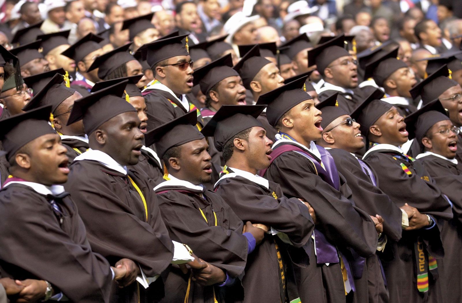 Graduates at a Historically Black College commencement ceremony