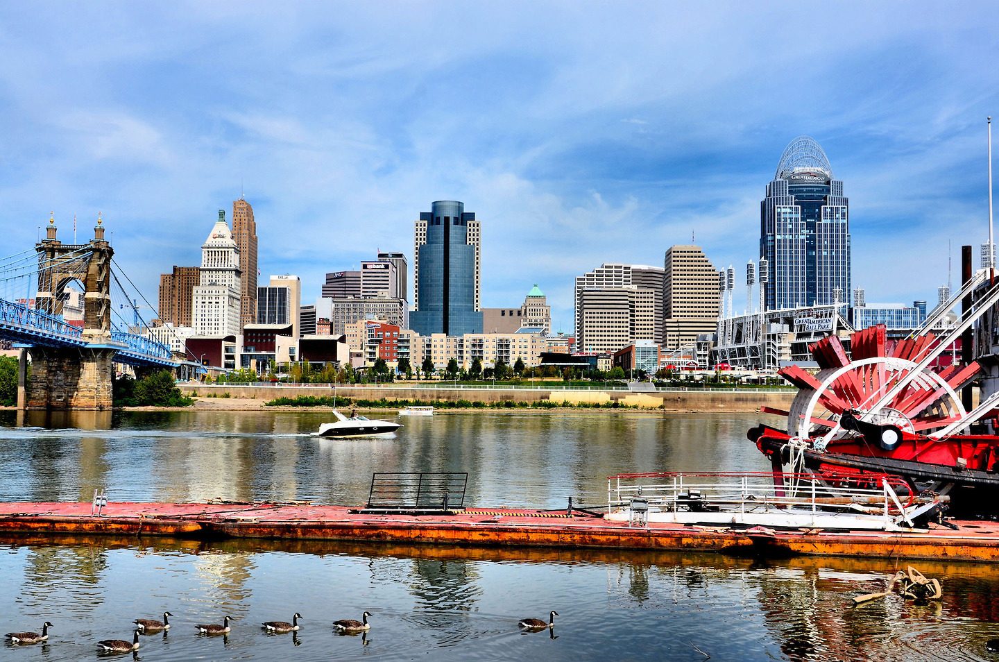 Downtown Cincinnati skyline along the Ohio River, host of the 85th Grand Conclave