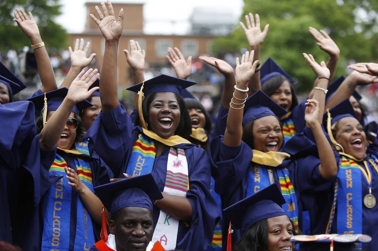 College graduates at an African American graduation celebration