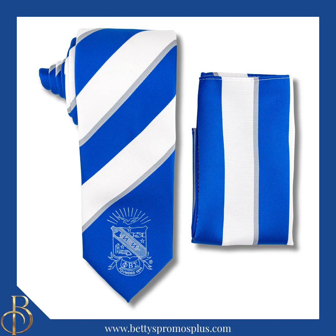 Phi Beta Sigma tie and pocket square set in royal blue