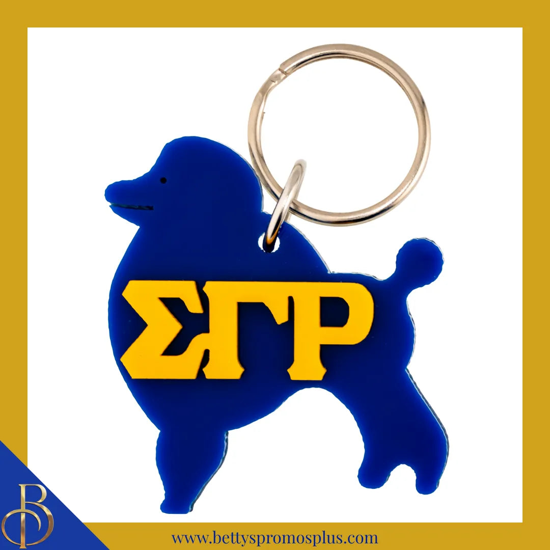Sigma Gamma Rho Pretty Poodle keychain in royal blue