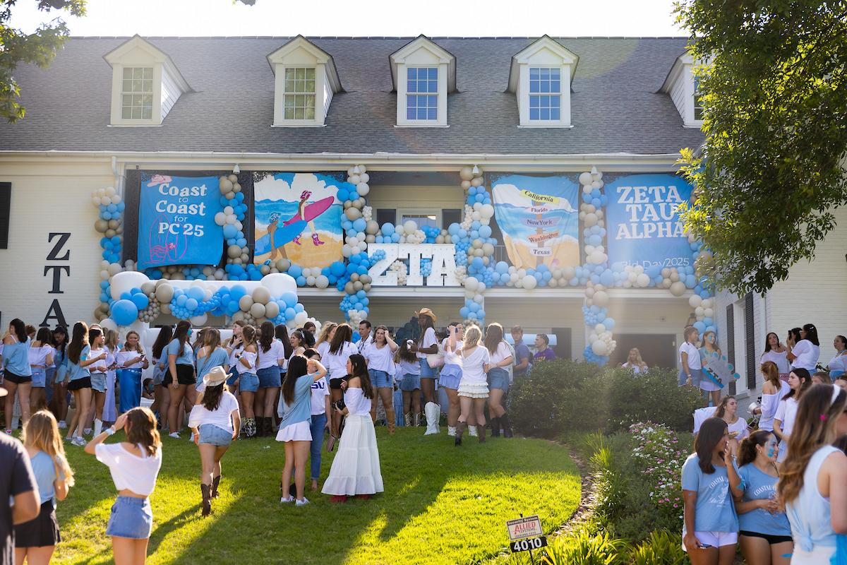 An NPC sorority house decorated for bid day