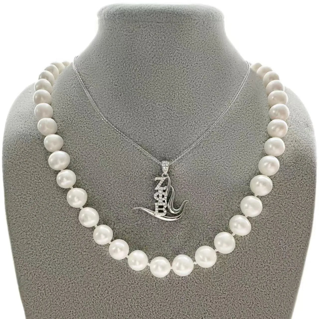 Zeta Phi Beta pearl jewelry in royal blue and white